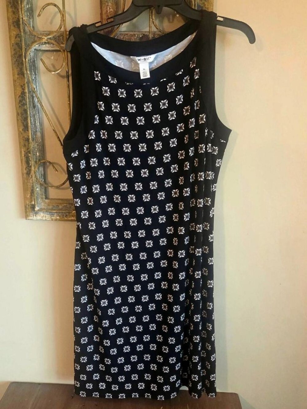 White House Black Market Geometric Sleeveless Dress Black White Size XL